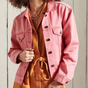 SuperDry - Boyfriend Trucker Jacket - Pink - Size 6